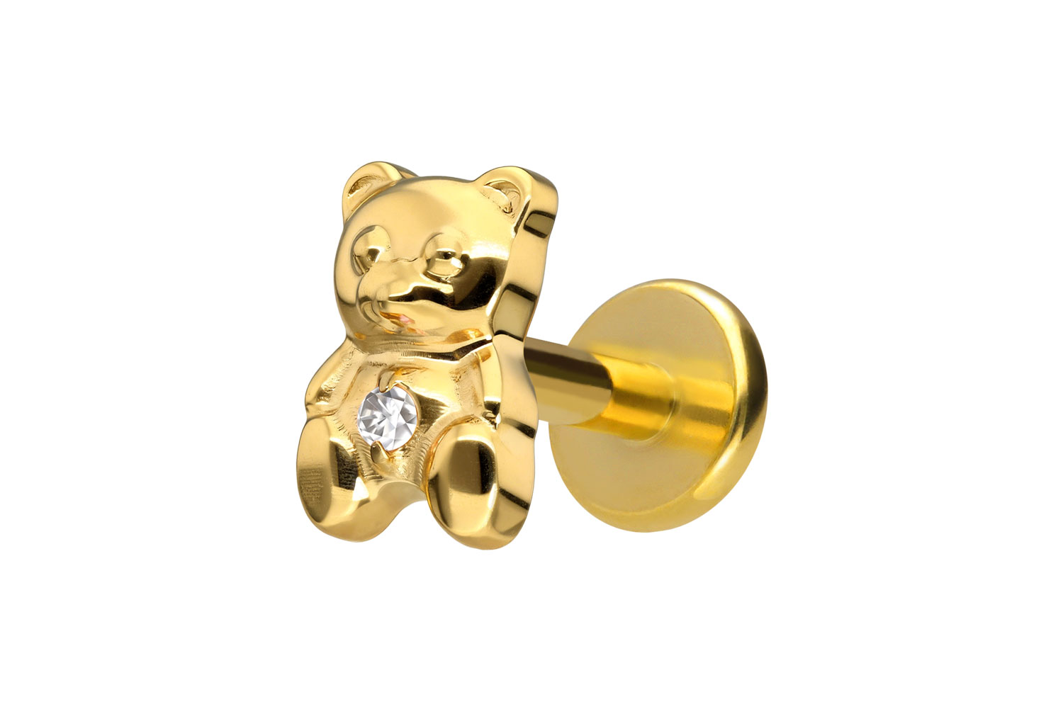 Titan Labret Piercing mit Innengewinde TEDDYBÄR